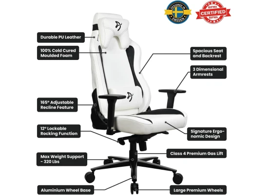 Arozzi Vernazza Soft PU Leather Gaming Chair — White