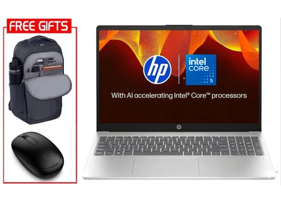 HP Laptop 15-fd0380ne (2025) — Core 5 / Natural Silver + Bundle